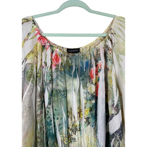 Lane Bryant Floral Off Shoulder Blouse Size 18 / 20 W Sheer Botanical Whimsical - Picture 2 of 13
